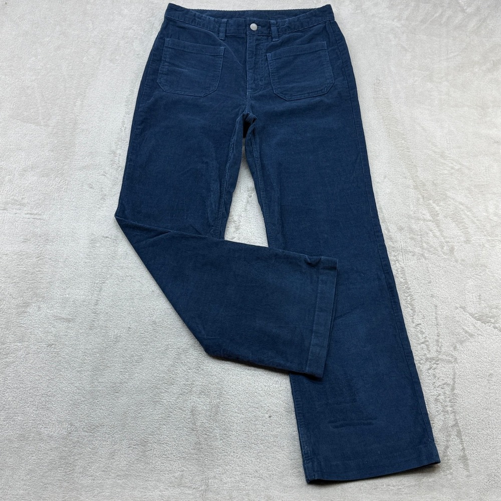 Eddie Bauer Corduroy Pants Womens 6 Navy Blue Straight Leg Patch Pocket Stretch